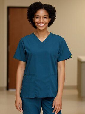 WonderWink Scrub Top Blue Unisex Size Large